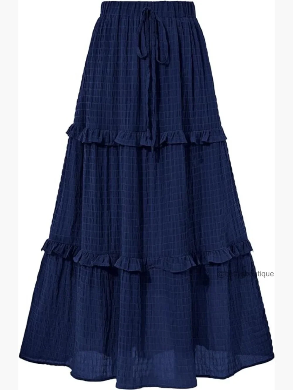 Elegant High Waist A-Line Midi Skirt Flowy Tiered Ruffle Long Skirt - Picture 1 of 7